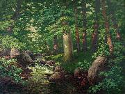 Charles Muller Woodland Stream oil on canvas